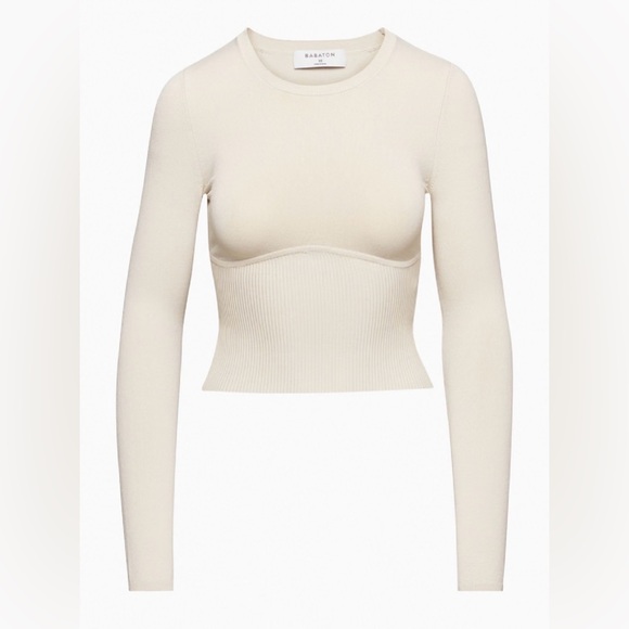 NWOT Aritzia Babaton Sculpt Knit Empire Longsleeve l M - Picture 5 of 10